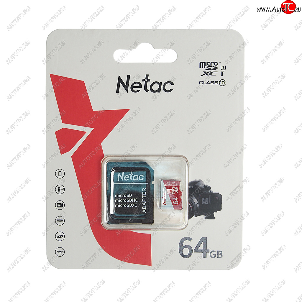 439 р. Карта памяти 64GB MicroSD class 10 + SD адаптер NETAC NETAC nt02p500eco-064g-r  с доставкой в г. Кемерово