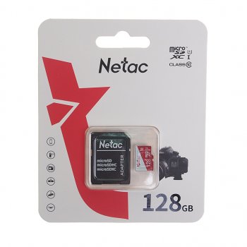 819 р. Карта памяти 128GB MicroSD class 10 + SD адаптер NETAC NETAC nt02p500eco-128g-r  с доставкой в г. Кемерово. Увеличить фотографию 1
