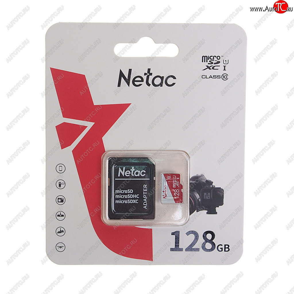 819 р. Карта памяти 128GB MicroSD class 10 + SD адаптер NETAC NETAC nt02p500eco-128g-r  с доставкой в г. Кемерово