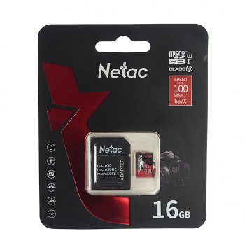 359 р. Карта памяти 16GB MicroSD class 10 + SD адаптер NETAC NETAC nt02p500pro-016g-r  с доставкой в г. Кемерово. Увеличить фотографию 1