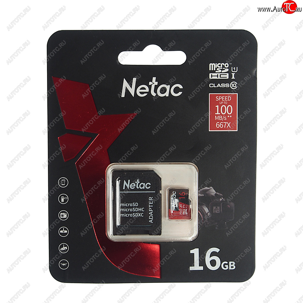 359 р. Карта памяти 16GB MicroSD class 10 + SD адаптер NETAC NETAC nt02p500pro-016g-r  с доставкой в г. Кемерово
