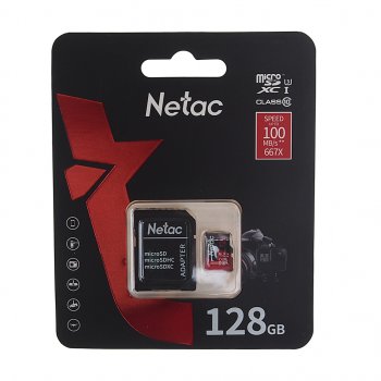 849 р. Карта памяти 128GB MicroSD class 10 + SD адаптер NETAC NETAC nt02p500pro-128g-r NETAC nt02p500pro-128g-r  с доставкой в г. Кемерово. Увеличить фотографию 1