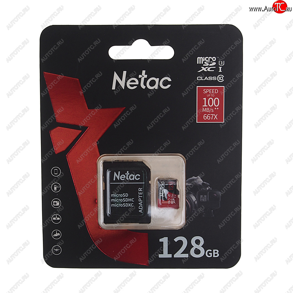 849 р. Карта памяти 128GB MicroSD class 10 + SD адаптер NETAC NETAC nt02p500pro-128g-r NETAC nt02p500pro-128g-r  с доставкой в г. Кемерово