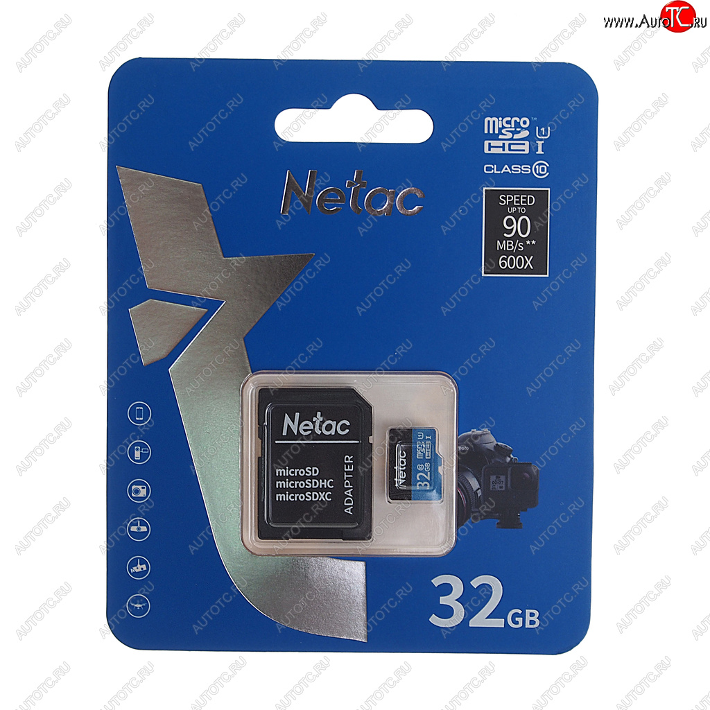 379 р. Карта памяти 32GB MicroSD class 10 + SD адаптер NETAC NETAC nt02p500stn-032g-r  с доставкой в г. Кемерово