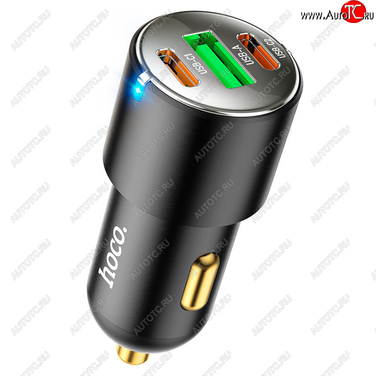 969 р. Устройство зарядное в прикуриватель 1USB + 2 Type C 12V HOCO HOCO nz6 black HOCO nz6 black  с доставкой в г. Кемерово