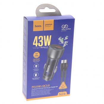 929 р. Устройство зарядное в прикуриватель 1USB 12V кабель USB Type C HOCO HOCO nz8 blue  с доставкой в г. Кемерово. Увеличить фотографию 3