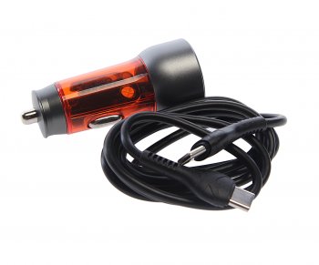 929 р. Устройство зарядное в прикуриватель 1USB 12V кабель USB Type C HOCO HOCO nz8 orange  с доставкой в г. Кемерово. Увеличить фотографию 2