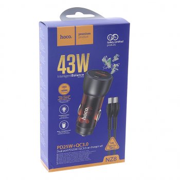 929 р. Устройство зарядное в прикуриватель 1USB 12V кабель USB Type C HOCO HOCO nz8 orange  с доставкой в г. Кемерово. Увеличить фотографию 3