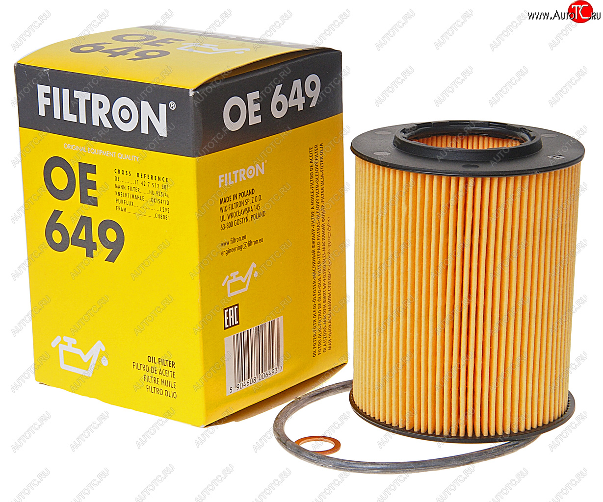459 р. Фильтр масляный BMW (E39,E60),X5 (E53,X3 E83,E38,E65) FILTRON FILTRON oe649  с доставкой в г. Кемерово