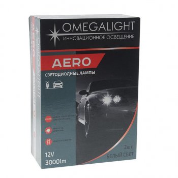 1 869 р. Лампа светодиодная 12V H1 P14.5s 3000Lm (2шт.) Aero OMEGALIGHT OMEGALIGHT olledh1aero-2  с доставкой в г. Кемерово. Увеличить фотографию 3