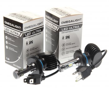 1 679 р. Лампа светодиодная 12V H4 P43t-38 2500Lm (2шт.) Ultra OMEGALIGHT OMEGALIGHT olledh4ul-2  с доставкой в г. Кемерово. Увеличить фотографию 1