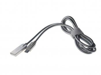 419 р. Кабель micro USB 1.2м серебристый металлическая оплётка PARTNER PARTNER olm-038650  с доставкой в г. Кемерово. Увеличить фотографию 1