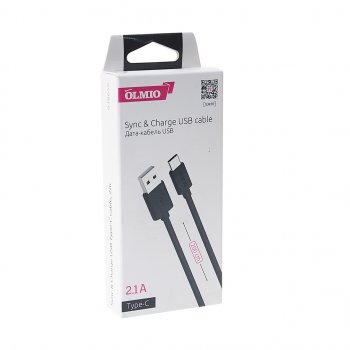 319 р. Кабель USB Type C 2м черный OLMIO OLMIO olm-038656 OLMIO olm-038656  с доставкой в г. Кемерово. Увеличить фотографию 2