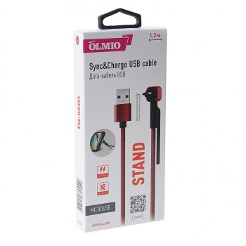 257 р. Кабель micro-USB 1.2м красный OLMIO OLMIO olm-039504  с доставкой в г. Кемерово. Увеличить фотографию 3