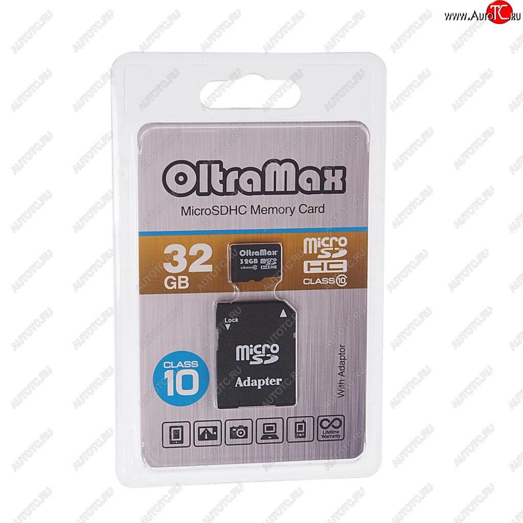399 р. Карта памяти 32GB MicroSD class 10 + SD адаптер OLTRAMAX OLTRAMAX om032gcsdhc10-ad  с доставкой в г. Кемерово