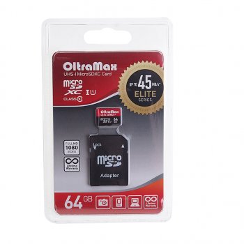 529 р. Карта памяти 64GB MicroSD class 10 + SD адаптер OLTRAMAX OLTRAMAX om064gcsdxc10uhs-1-elu1  с доставкой в г. Кемерово. Увеличить фотографию 1