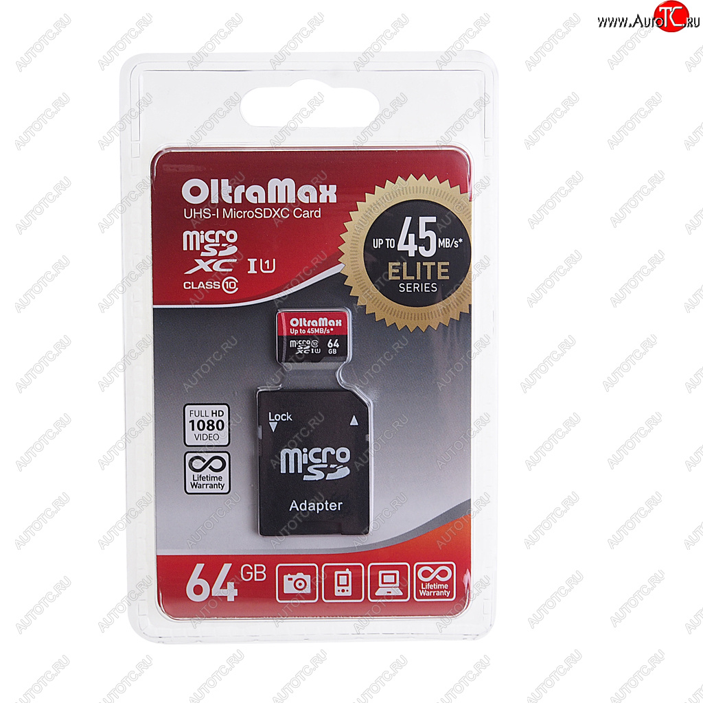 529 р. Карта памяти 64GB MicroSD class 10 + SD адаптер OLTRAMAX OLTRAMAX om064gcsdxc10uhs-1-elu1  с доставкой в г. Кемерово