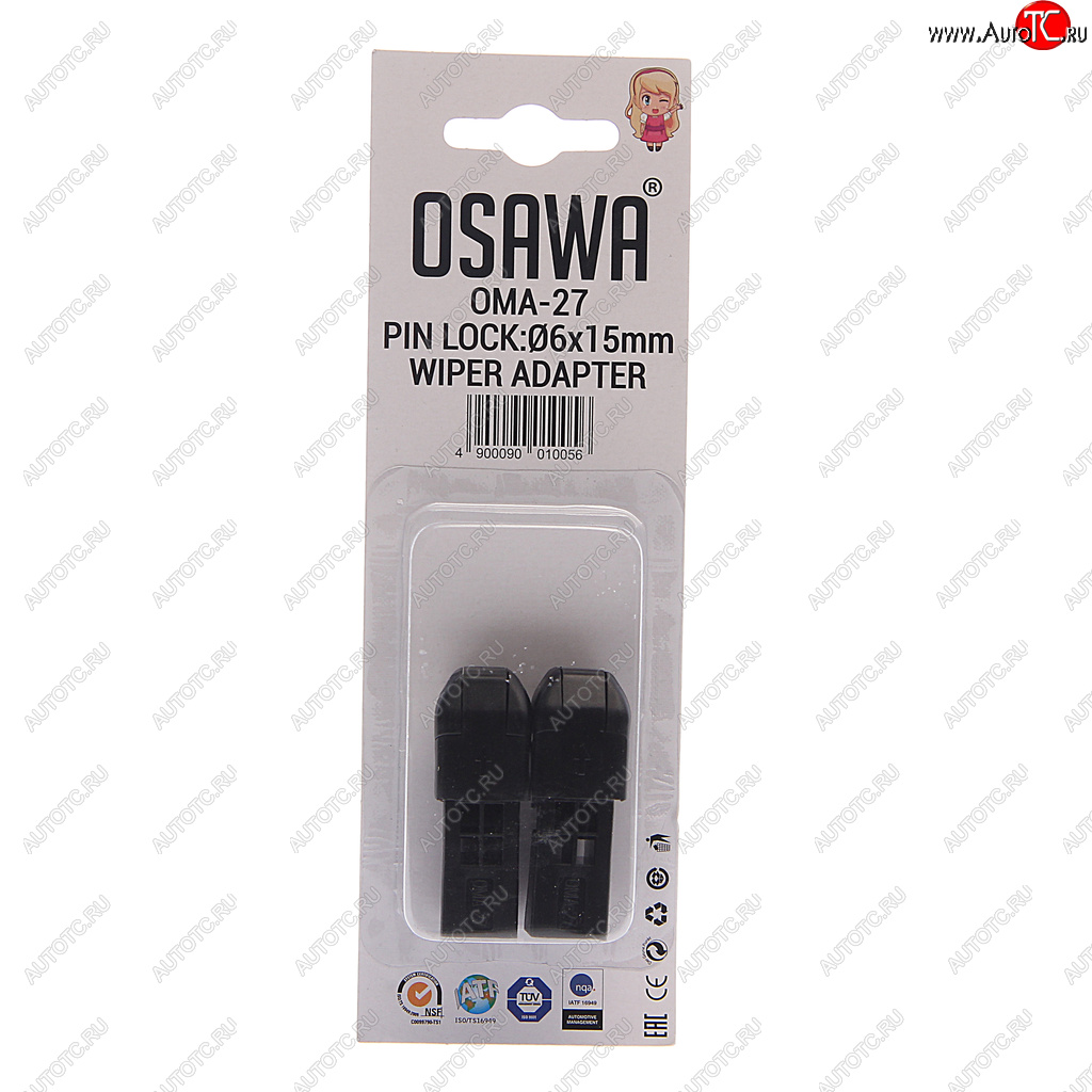 145 р. Адаптер щетки стеклоочистителя PIN LOCK 6Х15мм комплект (2шт.) OSAWA OSAWA oma-27  с доставкой в г. Кемерово