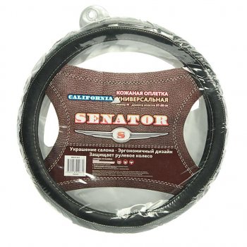 1 289 р. Оплетка руля (M) 37-39см черная кожа California SENATOR SENATOR opls1301  с доставкой в г. Кемерово. Увеличить фотографию 1