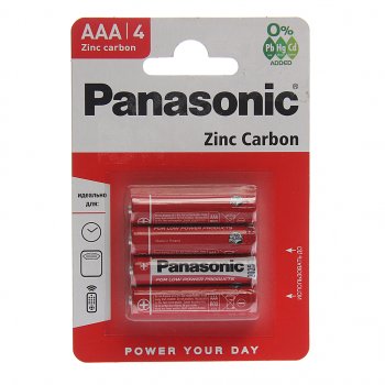 61 р. Батарейка AAA R03 1.5V блистер 4шт. (цена за 1шт.) Extra Heavy Duty PANASONIC PANASONIC pan-r03(4)бл  с доставкой в г. Кемерово. Увеличить фотографию 3