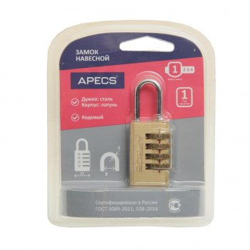 379 р. Замок навесной 21мм кодовый APECS APECS pdb-40-21-code  с доставкой в г. Кемерово. Увеличить фотографию 1