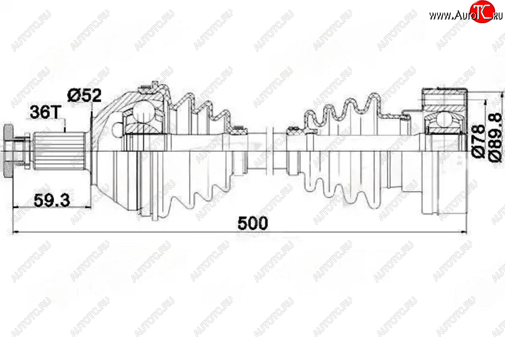 7 899 р. Вал привода VW Polo (01-09) колеса переднего левого PATRON PATRON pds0206  с доставкой в г. Кемерово