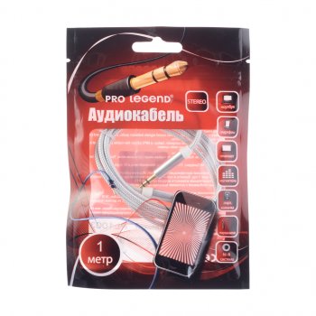 147 р. Кабель jack 3.5 1м белый текстиль PRO LEGEND PRO LEGEND pl1003  с доставкой в г. Кемерово. Увеличить фотографию 1