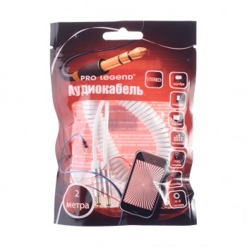 156 р. Кабель jack 3.5 2м белый спираль PRO LEGEND PRO LEGEND pl1029  с доставкой в г. Кемерово. Увеличить фотографию 1