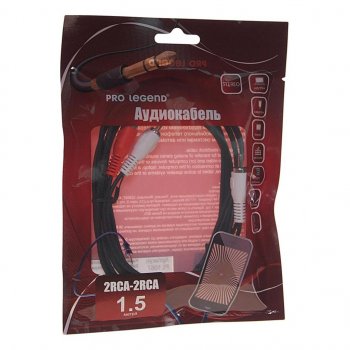 150 р. Кабель RCA 2х2 1.5м PRO LEGEND PRO LEGEND pl1067  с доставкой в г. Кемерово. Увеличить фотографию 1