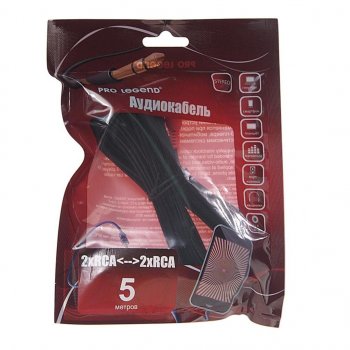 197 р. Кабель RCA 2х2 5м PRO LEGEND PRO LEGEND pl1069  с доставкой в г. Кемерово. Увеличить фотографию 1