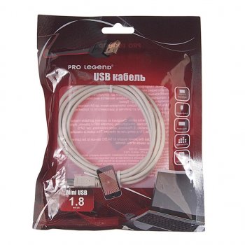 211 р. Кабель mini USB 1.5м PRO LEGEND PRO LEGEND pl1308  с доставкой в г. Кемерово. Увеличить фотографию 1