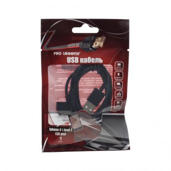128 р. Кабель iPhone (1-4S) 1м черный PRO LEGEND PRO LEGEND pl1350  с доставкой в г. Кемерово. Увеличить фотографию 1