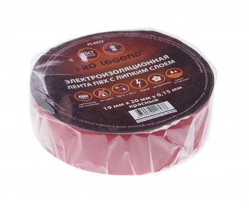 92 р. Изолента ПВХ красная 19ммх20м PRO LEGEND PRO LEGEND pl3923  с доставкой в г. Кемерово. Увеличить фотографию 1