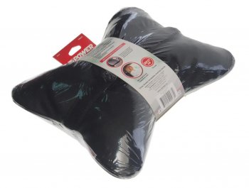 839 р. Подушка на подголовник косточка 30х21см экокожа черная ZIPOWER ZIPOWER pm0473  с доставкой в г. Кемерово. Увеличить фотографию 2