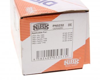 1 569 р. Колодки тормозные KIA Rio (00-02) MAZDA 121 (90-96), 323 (90-96-) передние (4шт.) NiBK NiBK pn5232 NiBK pn5232  с доставкой в г. Кемерово. Увеличить фотографию 4