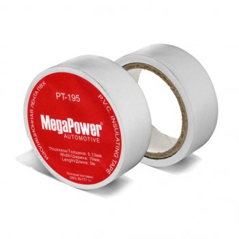 8 р. Изолента ПВХ белая 19ммх5м MEGAPOWER MEGAPOWER-AUTOMOTIVE pt-195w  с доставкой в г. Кемерово. Увеличить фотографию 1