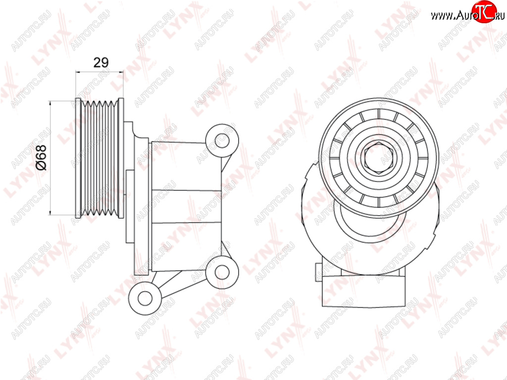 3 689 р. Ролик приводного ремня FORD Focus 2,C-Max MAZDA 3,5 VOLVO S40 (04-) натяжителя LYNX LYNX pt3012  с доставкой в г. Кемерово