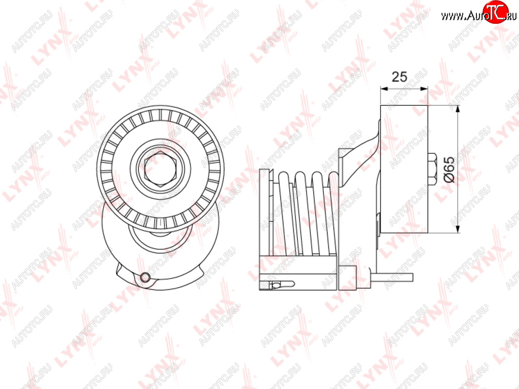 3 689 р. Натяжитель приводного ремня VW Golf (08-12) AUDI A3 (07-12) SKODA Fabia (07-14) с роликом LYNX LYNX pt3105  с доставкой в г. Кемерово