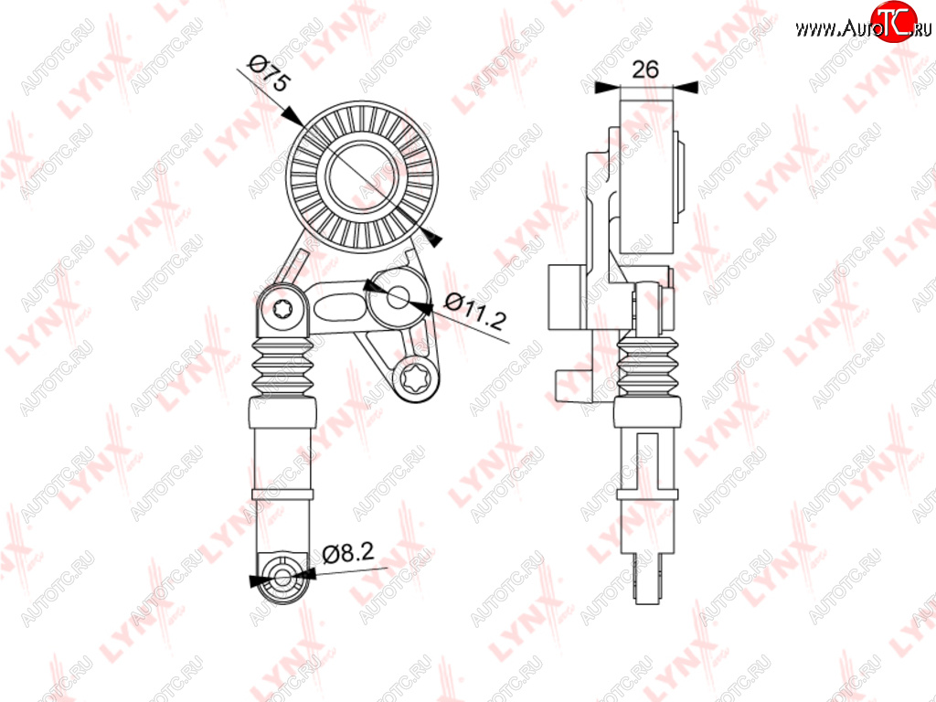 6 499 р. Ролик приводного ремня VW Touareg (03-05) AUDI A4,A6,S4 (05-12) натяжителя кондиционера LYNX LYNX pt3226  с доставкой в г. Кемерово