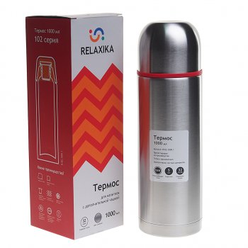 1 679 р. Термос 1л стальной 2 чашки RELAXIKA RELAXIKA r102.1000.1  с доставкой в г. Кемерово. Увеличить фотографию 1