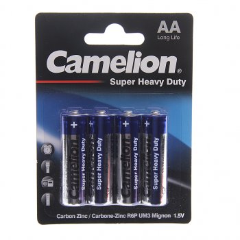 30 р. Батарейка AA R6 1.5V блистер 4шт. (цена за 1шт.) Saline CAMELION CAMELION r6p-bp4b  с доставкой в г. Кемерово. Увеличить фотографию 3