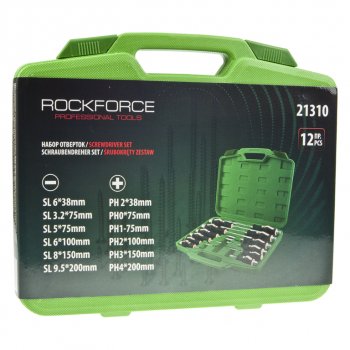 2 489 р. Набор отверток силовых ударных 12 предметов в кейсе ROCKFORCE ROCKFORCE rf-21310  с доставкой в г. Кемерово. Увеличить фотографию 3