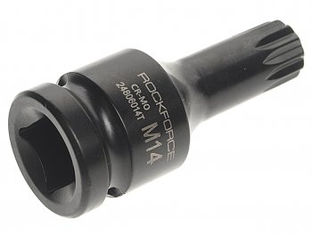 399 р. Бита-головка 12 SPLINE M14 с отверстием ударная ROCKFORCE ROCKFORCE rf-24806014t  с доставкой в г. Кемерово. Увеличить фотографию 2