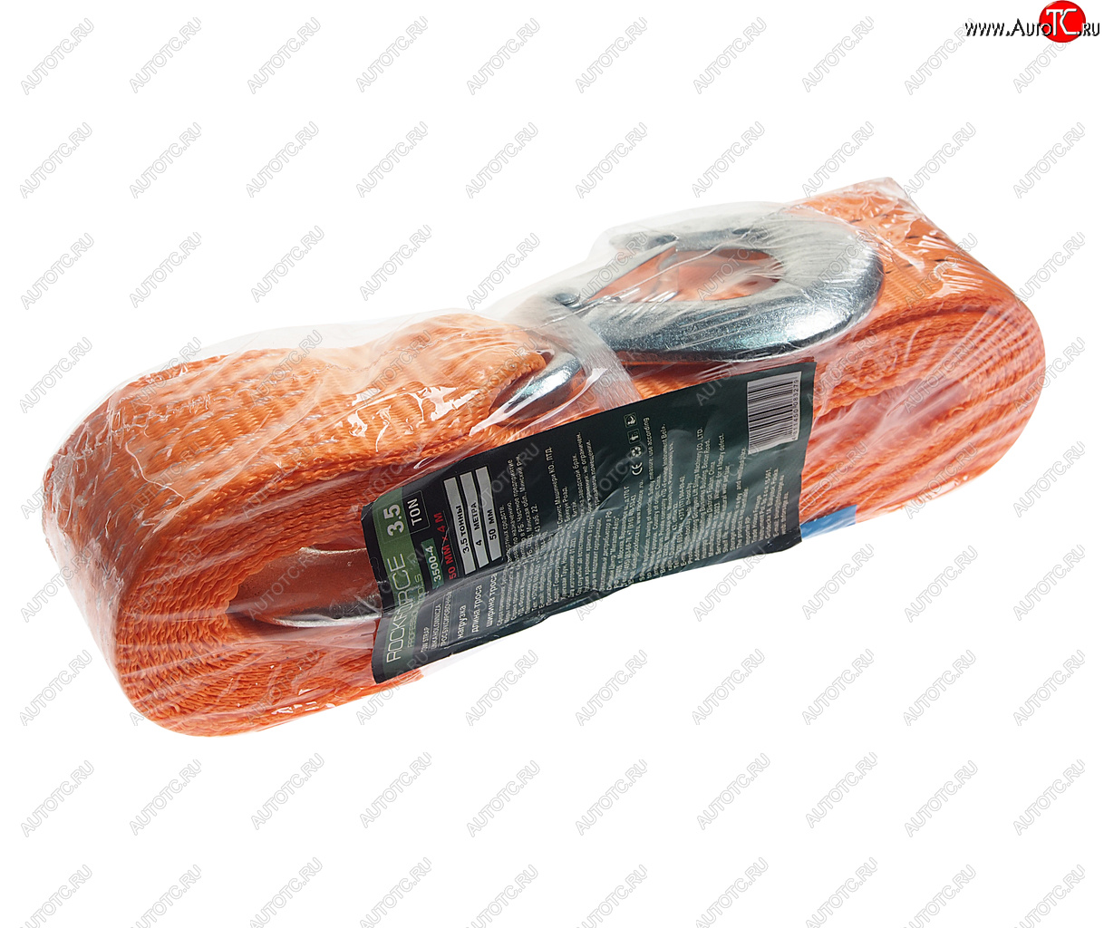759 р. Трос буксировочный 3.5т 4м ленточный (крюк-крюк) ROCKFORCE ROCKFORCE rf-3500-4  с доставкой в г. Кемерово