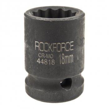 195 р. Головка торцевая 12 18мм 12-ти гранная ударная L=58мм ROCKFORCE ROCKFORCE rf-44818  с доставкой в г. Кемерово. Увеличить фотографию 1