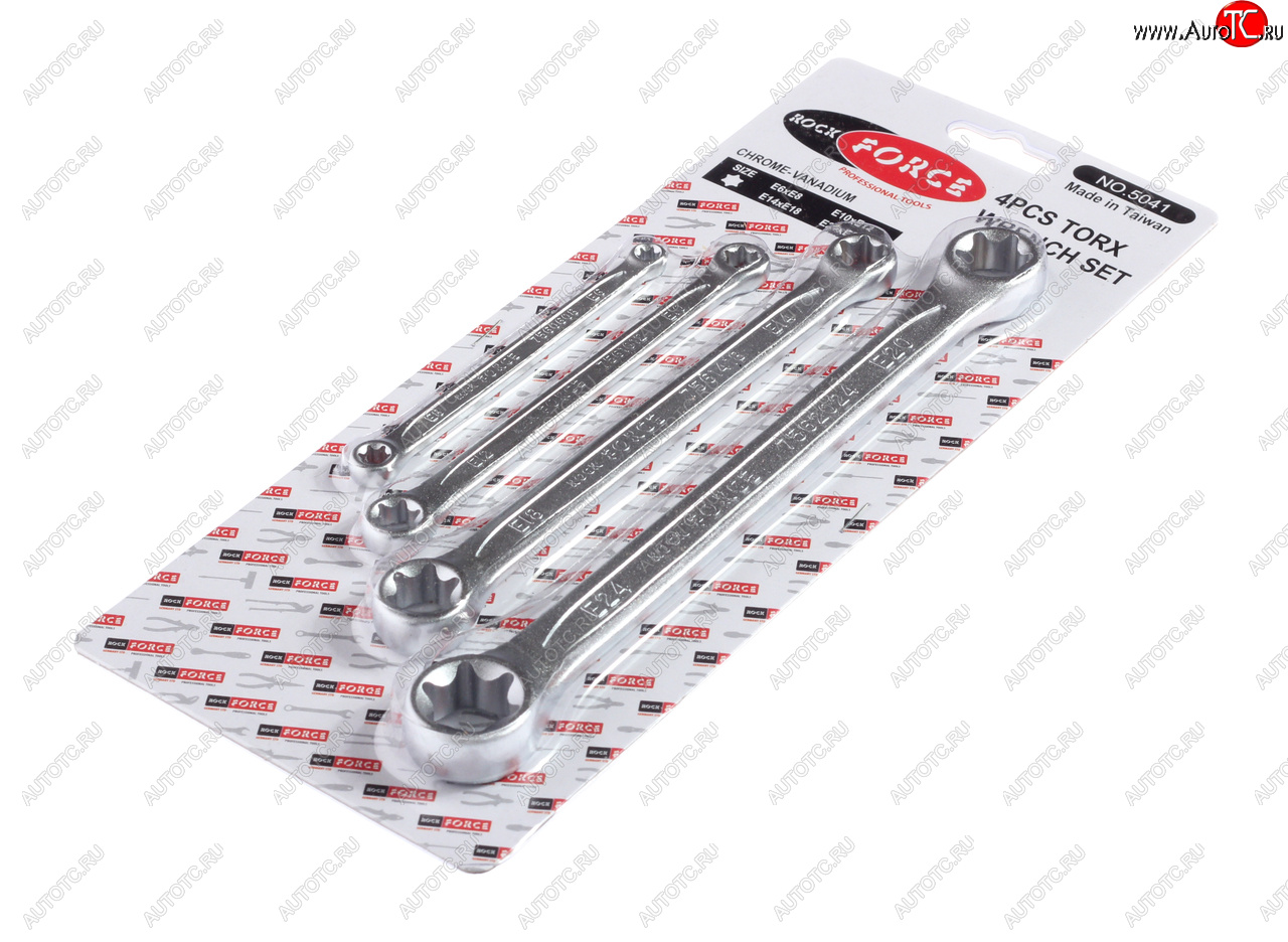 1 489 р. Набор ключей накидных TORX Е6-E24 4 предмета ROCKFORCE ROCKFORCE rf-5041  с доставкой в г. Кемерово
