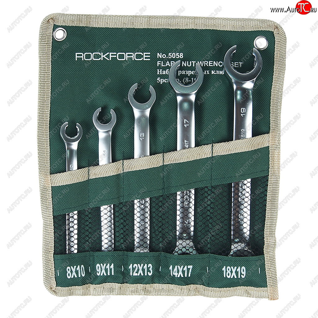1 959 р. Набор ключей разрезных 8-19мм 5 предметов на полотне ROCKFORCE ROCKFORCE rf-5058  с доставкой в г. Кемерово