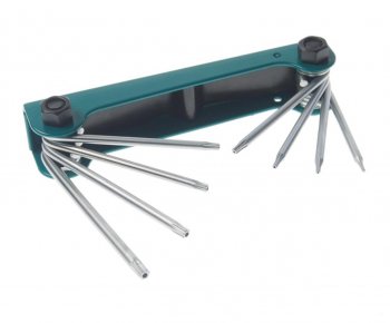 629 р. Набор ключей TORX T5H-T10H,T15H,T20H складной c отверстием 8 предметов ROCKFORCE ROCKFORCE rf-5087tf  с доставкой в г. Кемерово. Увеличить фотографию 1
