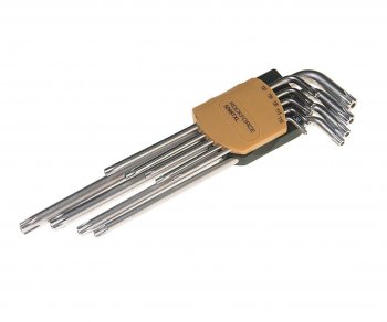 649 р. Набор ключей TORX T10Н-Т50H Г-образных удлиненных 9 предметов с держателем ROCKFORCE ROCKFORCE rf-5098txl  с доставкой в г. Кемерово. Увеличить фотографию 1