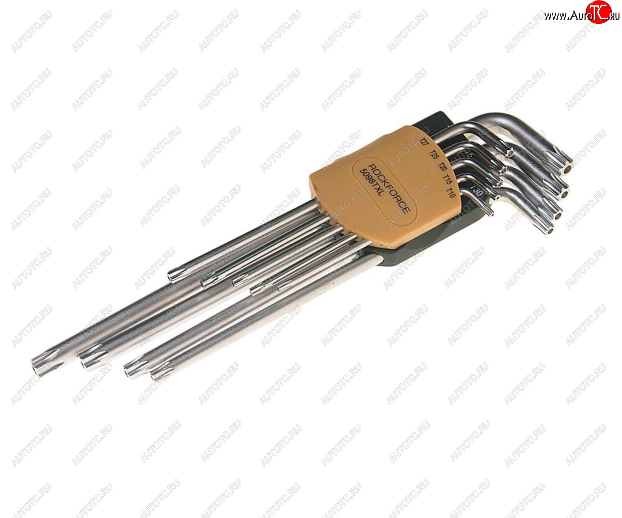 649 р. Набор ключей TORX T10Н-Т50H Г-образных удлиненных 9 предметов с держателем ROCKFORCE ROCKFORCE rf-5098txl  с доставкой в г. Кемерово